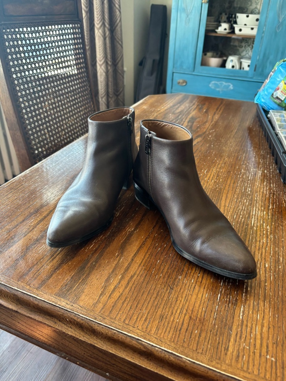 Coach Women’s Brown Leather Boots with Side Zip